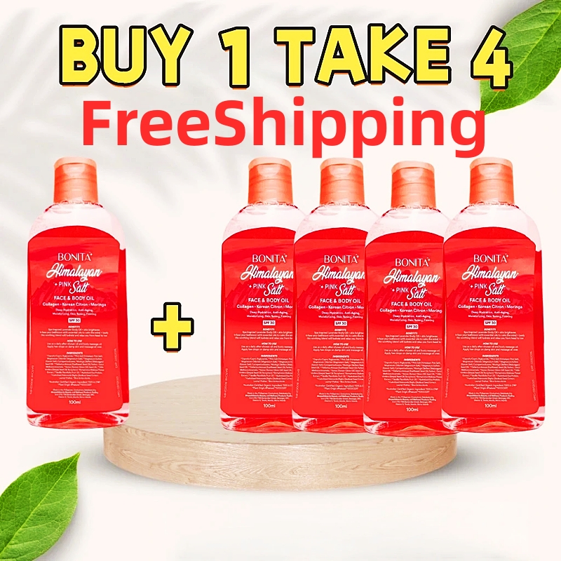 BUY 1 TAKE 4 100ml Himalayan Pink Salt Face and Body Oil with SPF 30, Korean Citron, Collage FreeShipping