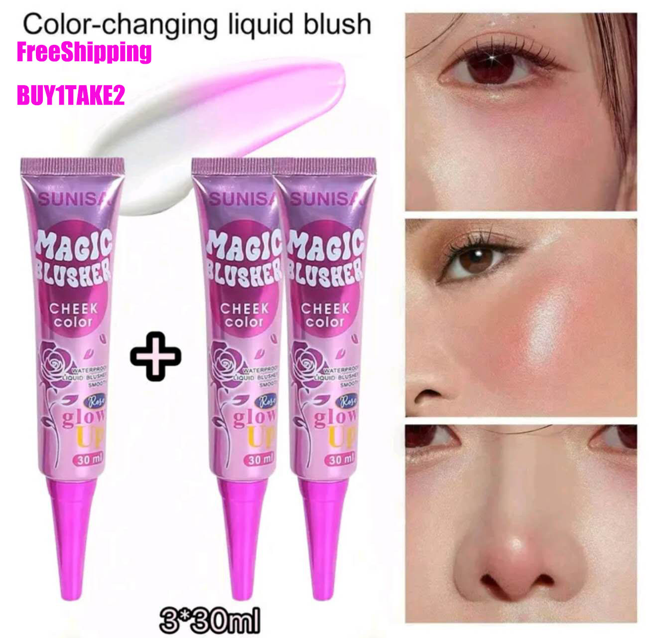 FreeShipping『BUY 1 TAKE 2』Sunisa Waterproof Magic Blusher Cheek Color Long Lasting Liquid Blusher Makeup Cosmetic 3*30ml FreeShipping『BUY 1 TAKE 2』Sunisa Waterproof Magic Blusher Cheek Color Long Lasting Liquid Blusher Makeup Cosmetic 3*30ml