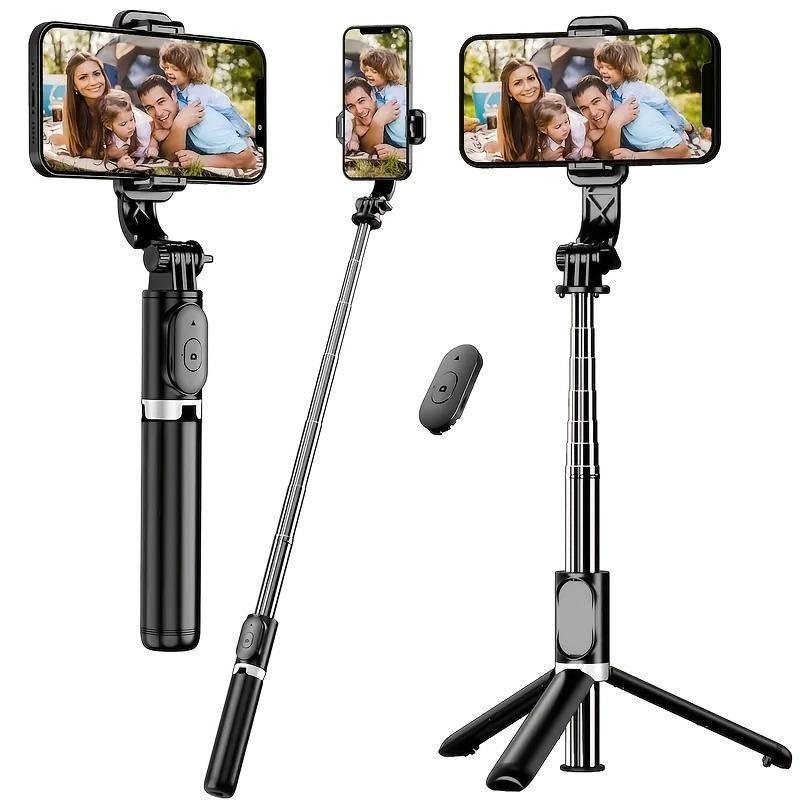 BUY 1 TAKE 1 Retractable Selfie Stick with Remote Control, Universal Smartphone Tripod, 360° Rotatable Ball Head, Portable Live Streaming Stands with Optional Ring Lights