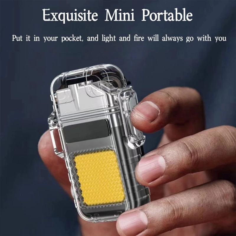 BUY 1 TAKE 1 Acciaiie Rechargeable Work Light Keychain Arc Lighter Flashlight Power Display Waterproof Windproof